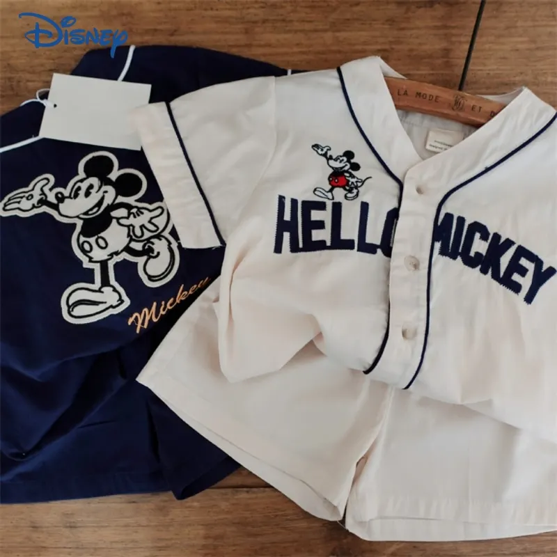 

Disney Mickey Baby Girl Boy Cotton Clothes Set Shirt+Shorts Embroidery Short Sleeve Clothing Suit Homesuit Baby Clothes 18M-10Y