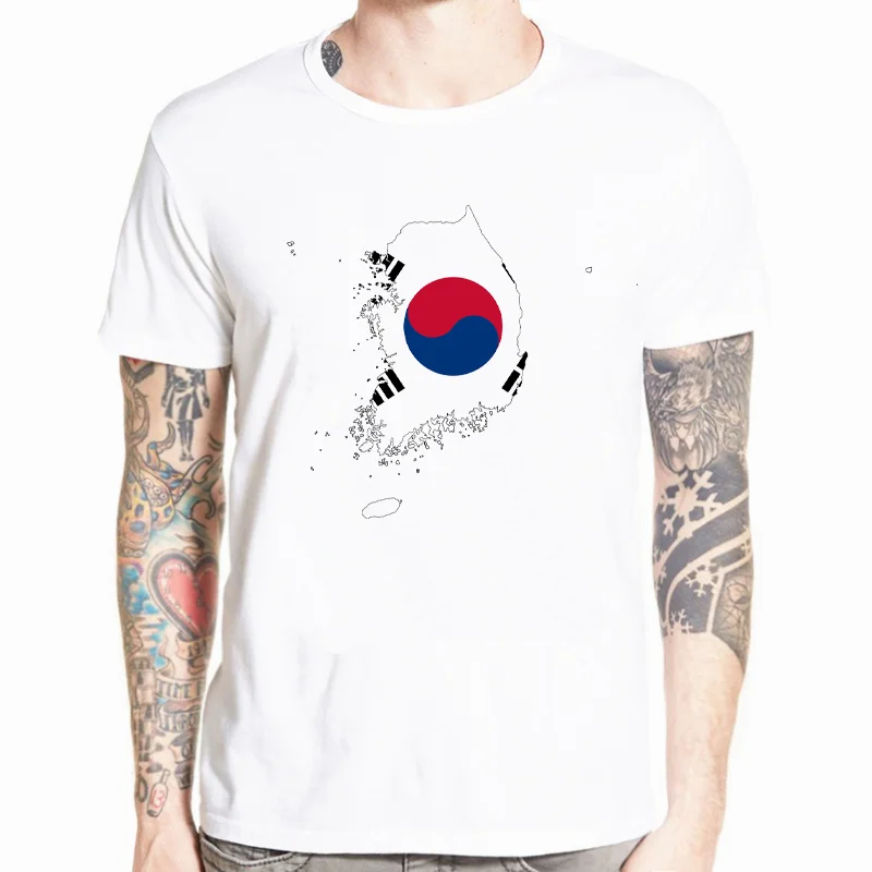 

Korea Fans Cheer Tshirts For Men Korea National Flag Tee Tops Shirts Summer Casual T-shirts Nostalgic Style