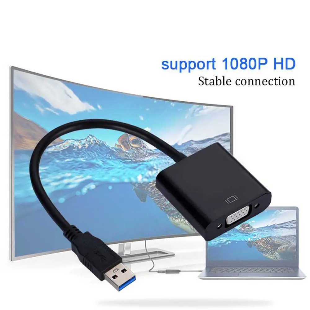 

Адаптер VGA внешний с USB 3,0 на VGA видеокабель мультипреобразователь дисплея для Win 7/8/10 монитора настольного ПК ноутбука