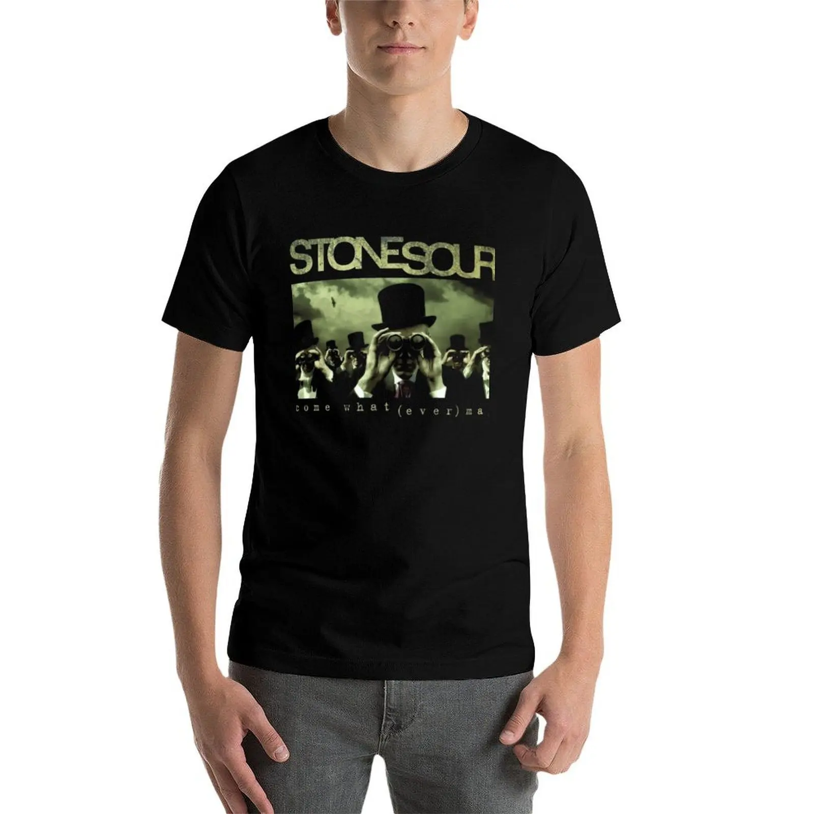 Фото Футболка STONE SOUR BAND, незаменимая футболка, футболки для мужчин, винтажная футболка с графическим рисунком, мужская простая футболка №3