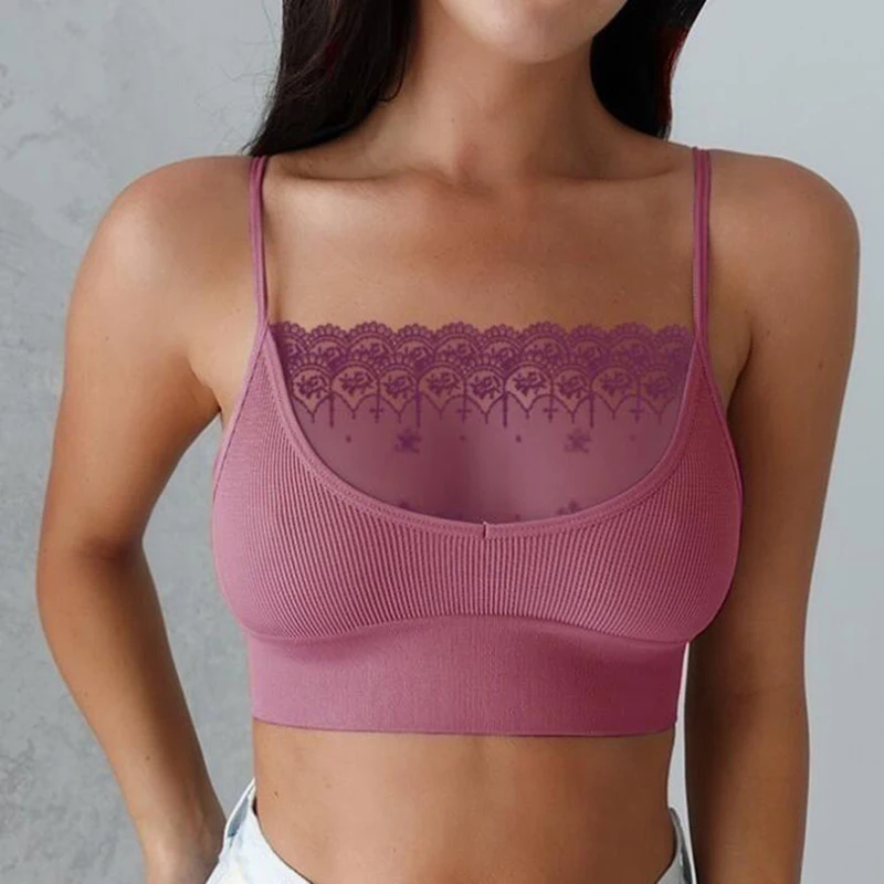 

Summer Women Knit Top Sexy Lace Spaghetti Strap Crop Tops Women Solid Sling Short Bustier Top Sexy Tank Cropped Vest Tanks