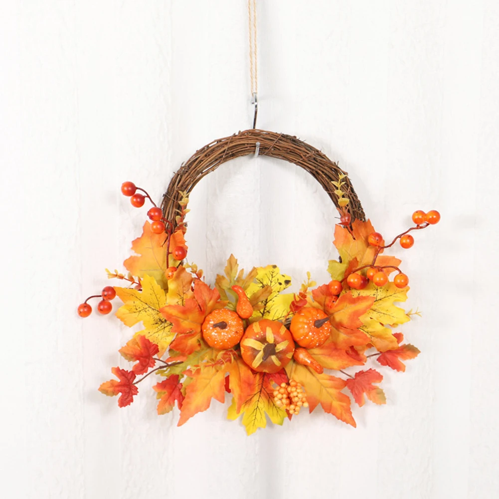 

Home Décor Halloween Pumpkin Wreath Reusable Smaller Pumpkins Special Person 35cm For Friends Hanging Outdoors