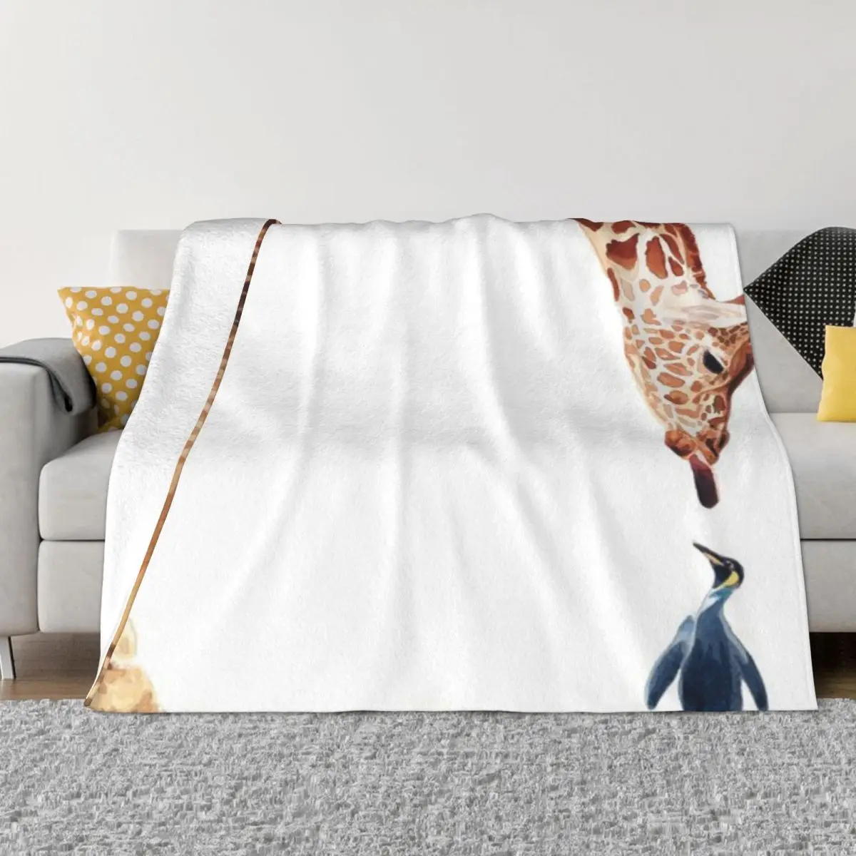 Ликер с акварелью пингвина-жирафа ультрамягкое одеяло из микрофлиса