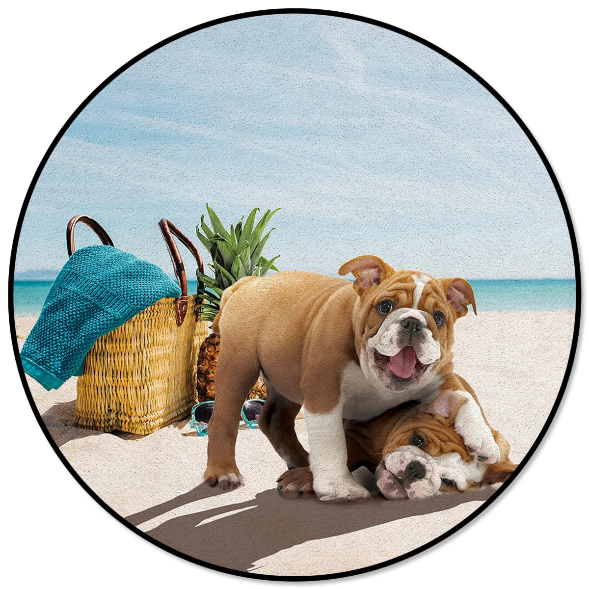 

Beach Pineapple Bulldog Play Circle Rug Area Rug Large Carpets For Bed Room Rugs And Carpets For Home Living Room Bedroom Decor