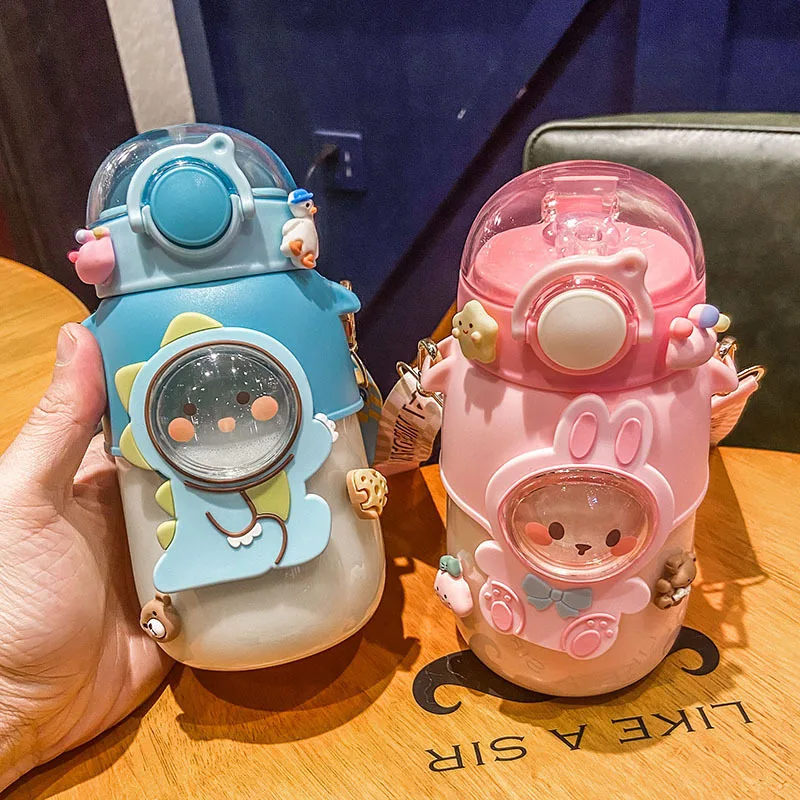 

Kids Water Bottle With Straw Summer Outdoor Travel Drinking Tumbler Cute Cartoon Leak Proof Mug Boys Sport large water bottle