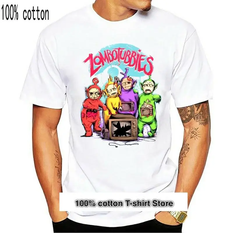 

Camisa de манга corta para hombre y mujer, camisa de манга corta с принтом zombubbies y Teletubbies