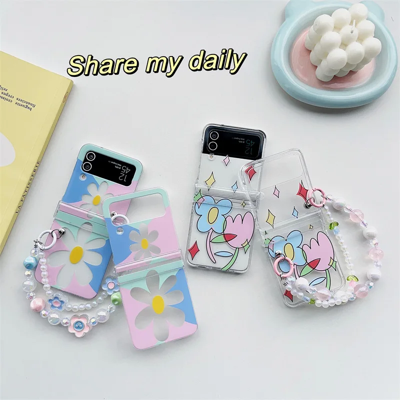 

Cartoon Hollow Flower Phone Case for Samsung Galaxy Z Flip 5 4 3 Protective Back Cover for ZFlip3 ZFlip4 ZFlip5 Case Shell