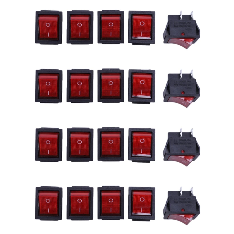 

20 x Red Illuminated Light On/Off DPST Boat Rocker Switch 16A/250V 20A/125V AC