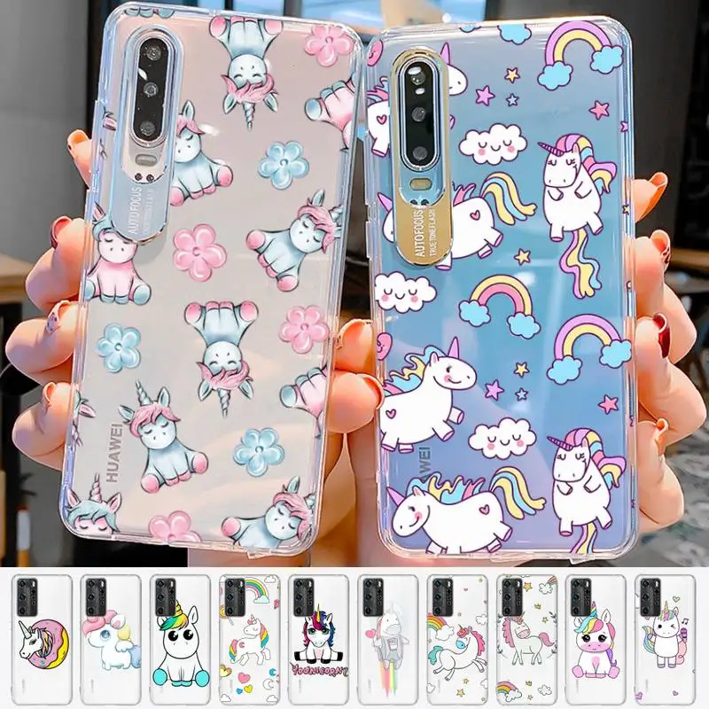 

unicorn cartoon Phone Case for Samsung A51 A52 A71 A12 for Redmi 7 9 9A for Huawei Honor8X 10i Clear Case