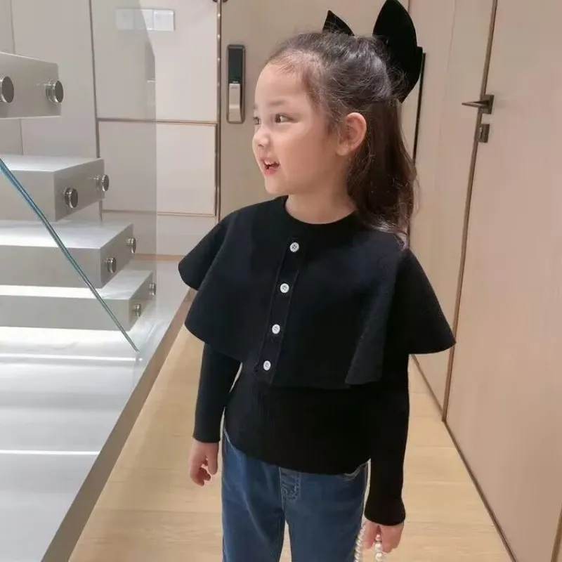 

Girls' Pullover Sweater Spring and Autumn New Children's Long sleeved Korean Bottom Knitted Shirt Children's Top