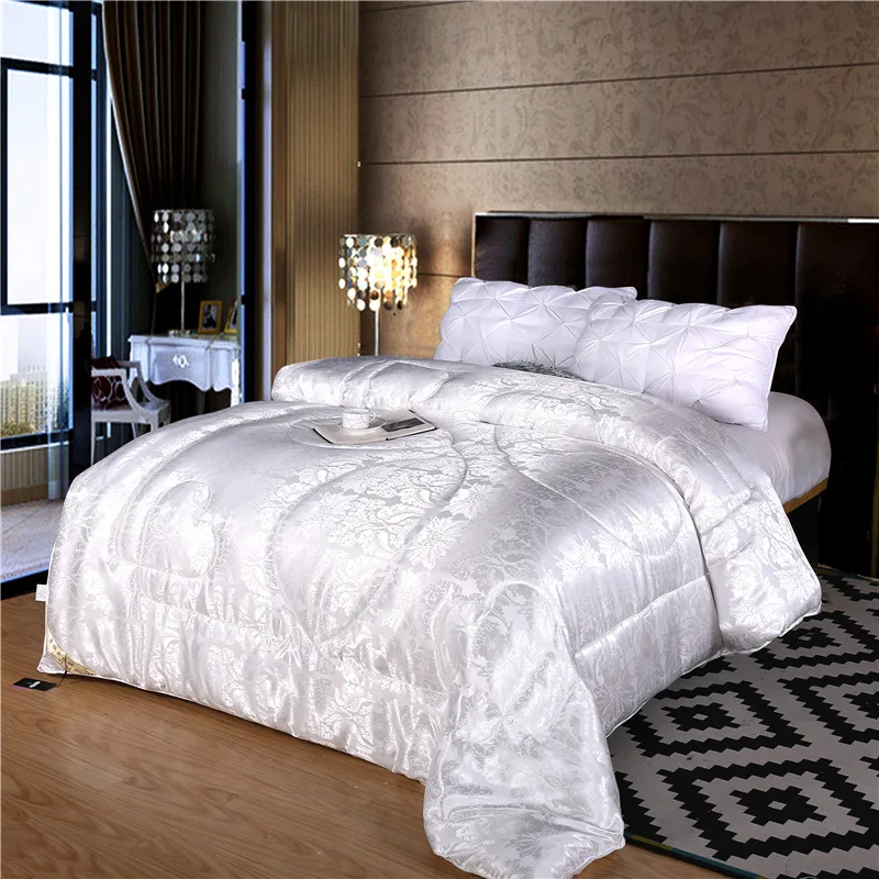 

Real Limited Luxury Mulberry Silk Quilt Warm Quilts For King Queen Double Bed 4 Seasons White Throw Blanket Winter/Autumn/Summer