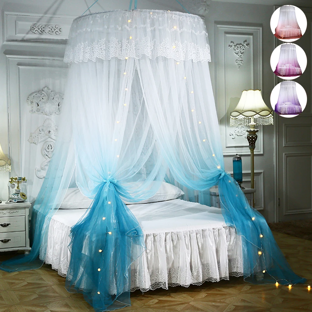 

Gradient Princess Bed Curtain Tent Hanging Dome Mosquito Net Home Dome Foldabl Bed Canopy with Hook Ceiling-Mounted Mosquito Net