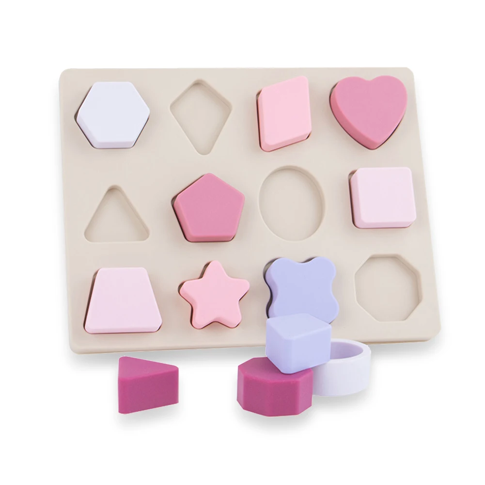 

Silicone Geometric Three-Dimensional Puzzle Toys Chewing Glue Children's Early Education Toys Toddlers 3D Learning Gift Ideas