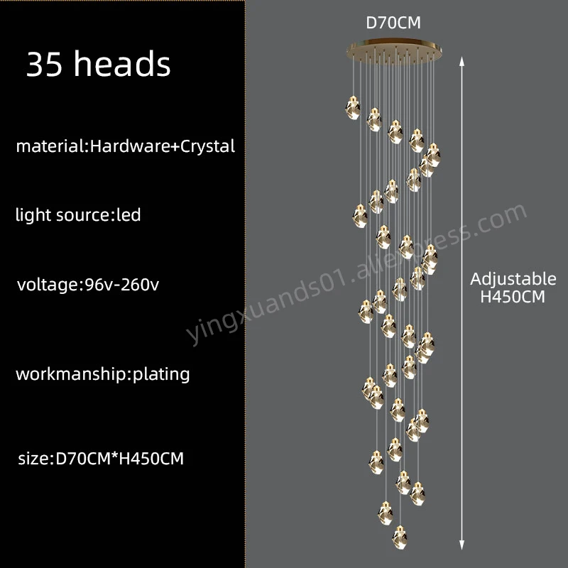 

Yingxuan скандинавская хрустальная подвесная люстра LED 3/7/11/13/15 голов