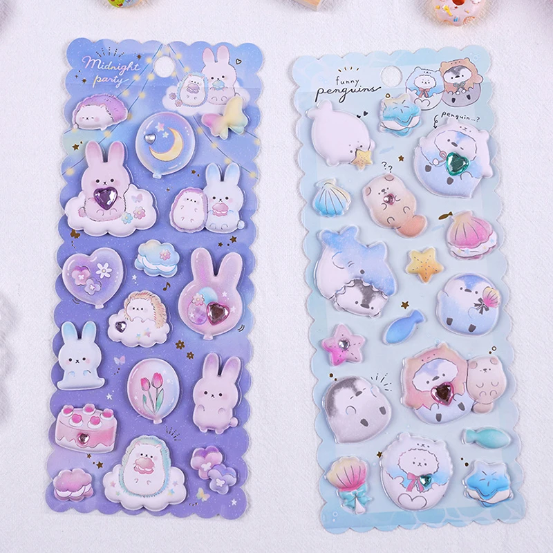

1sheet Kawaii Cartoon Stickers Cute 3D Puffy Sticker Kids Diary Scrapbooking Stationery Decal Children Prize Gifts Random Color