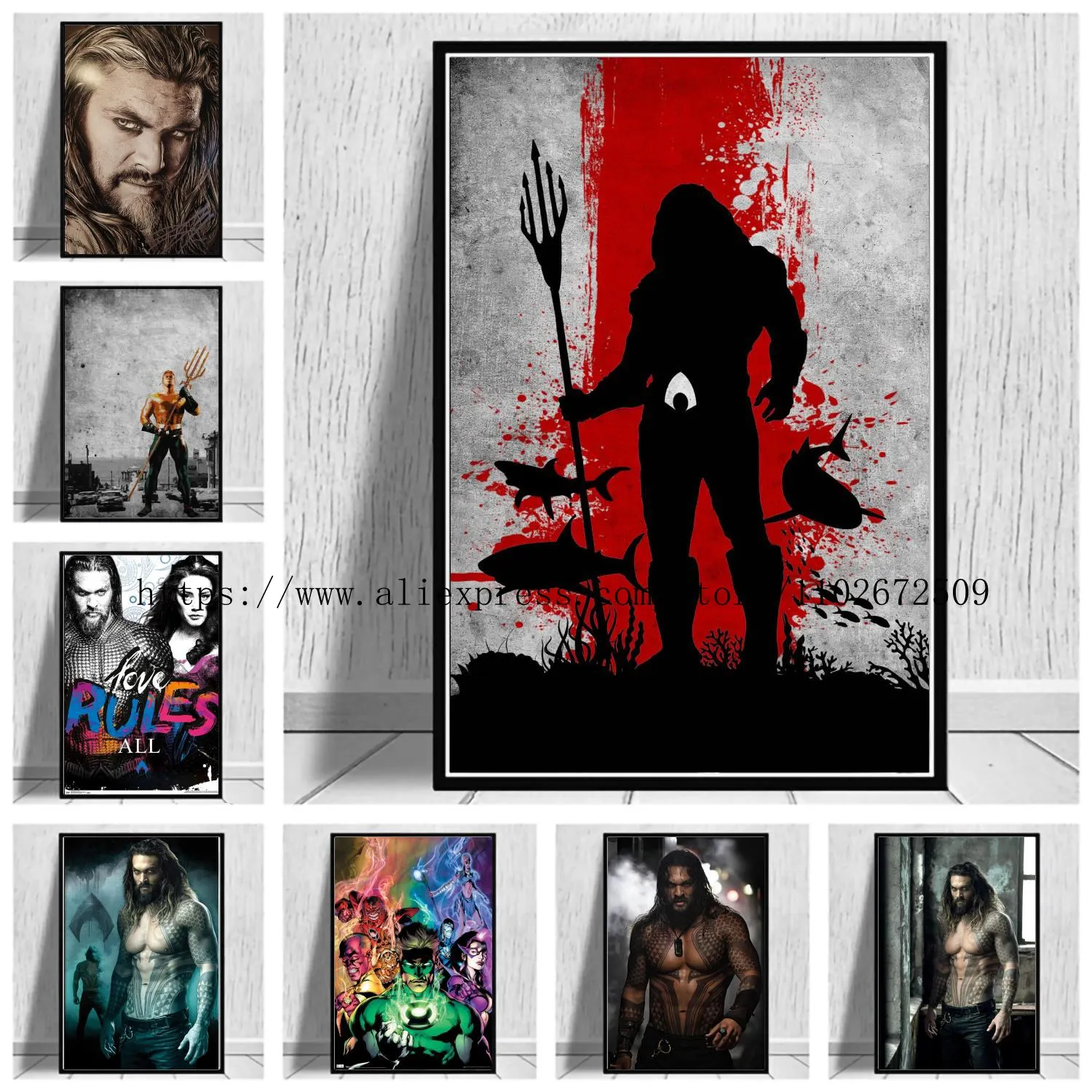 

Comics - Aquaman Jason Momoa Canvas Art Posters Canvas Painting Posters and Prints Wall Art Picture Home Living Room Decor