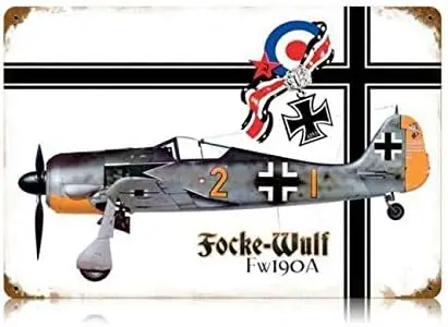 SIGNCHAT Вторая мировая война Focke Wulf Fw190 Военный самолет Металлический знак Человек