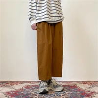 khaki summer new mens casual pants fashion retro wide leg pants mens harajuku street loose hip hop straight pants