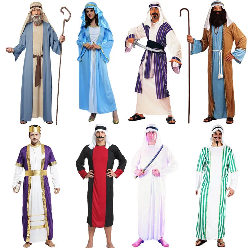 

Sexy Men Arab Middle East Cosplay Robe Adult Role Play Fancy Dress Party halloween costume for Women Christmas Birthday