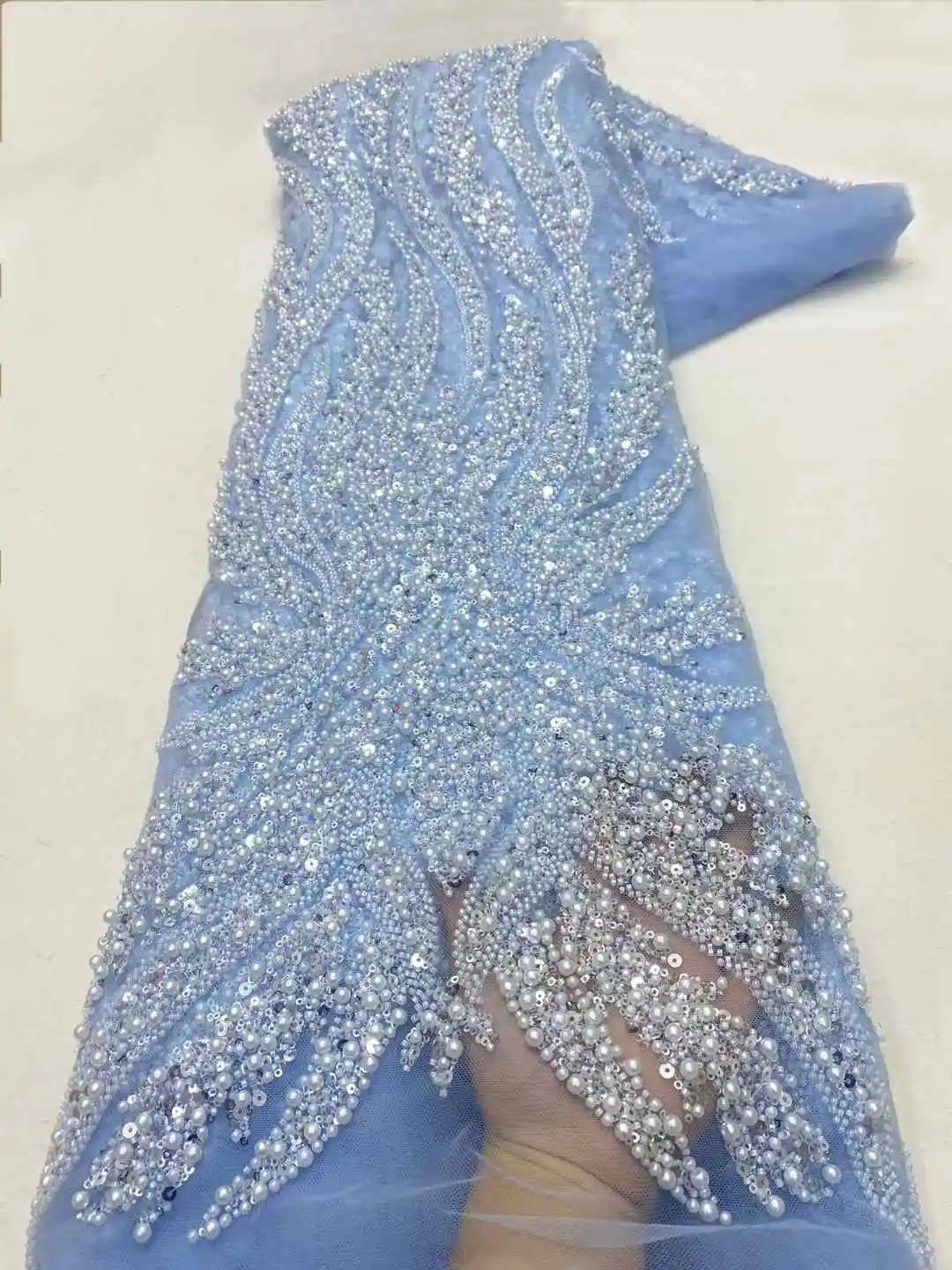 Роскошная сетчатая кружевная ткань с африканскими бусинами 2024 вышивка бисером и