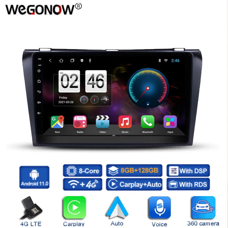 360 панорамная камера Carplay 8G + 128G Android 11 0 автомобильный DVD-плеер GPS WIFI Bluetooth RDS радио