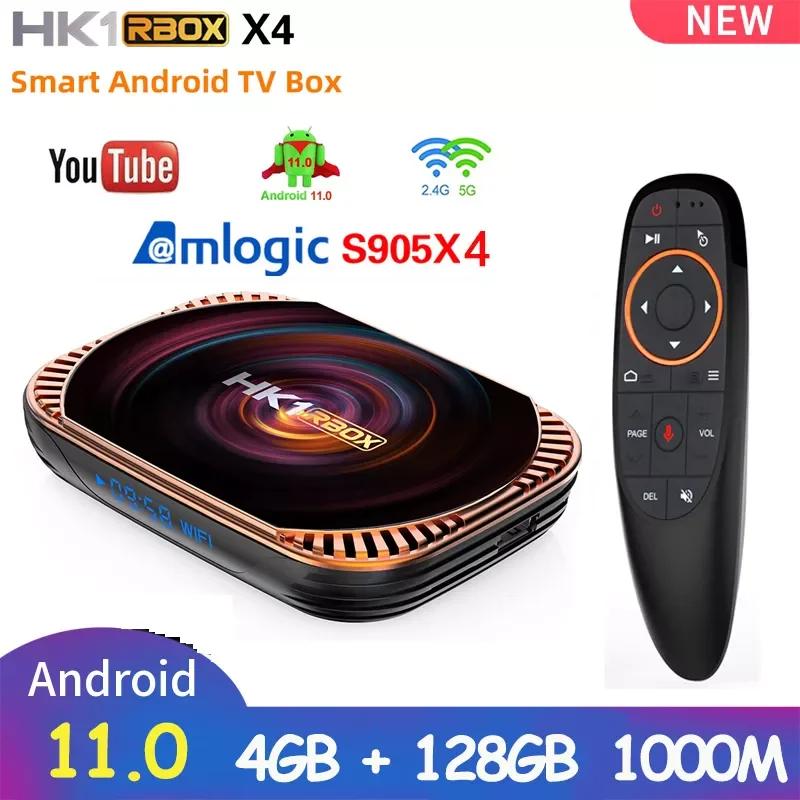 

Приставка Смарт-ТВ HK1 RBOX X4, Android 11, Amlogic S905X4, 4K, 8K, 4 Гб, 32/64/128 ГБ, 2,4G и Φ, Wi-Fi, 1000M, Google Player, Youtube, ТВ-приставка