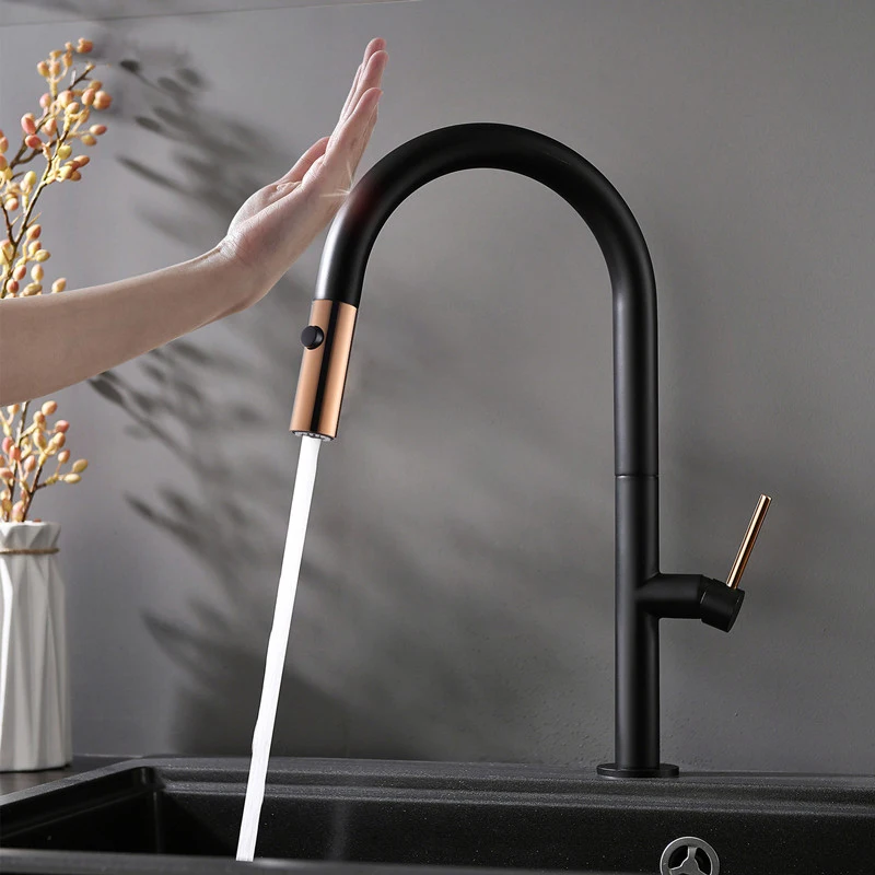 

Kitchen faucet intelligent touch spray sensor pull out hot and cold water switch mixer faucet kitchen convenient sink faucet