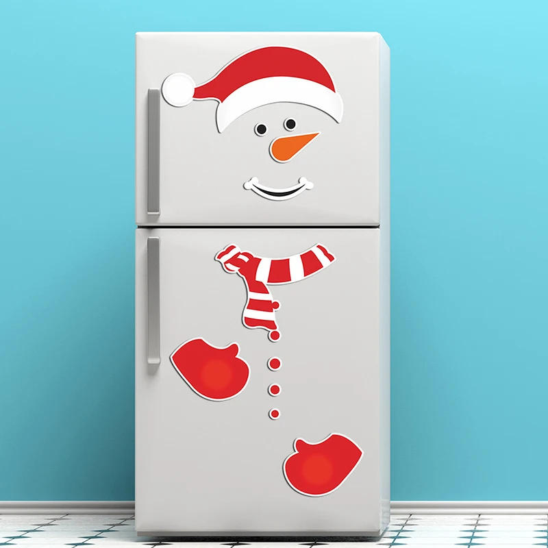 

Fridge magnet Magnet fridge Sticker Fridge Christmas Snowman Face Kitchen Fridge Wall Stickers Art Cute Smiley Wall Stickers