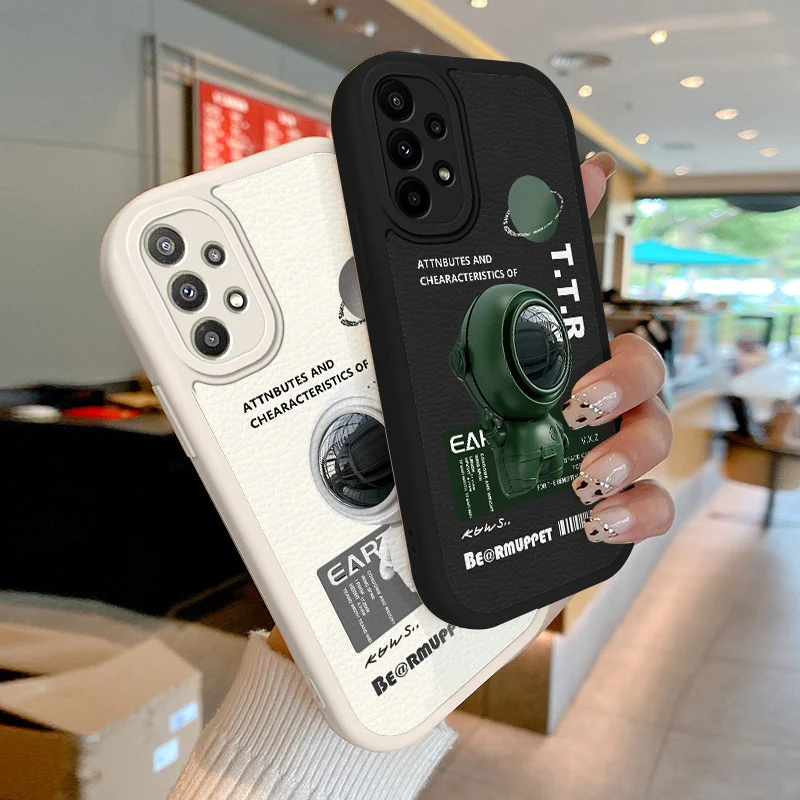 

Astronaut Lambskin Case for Samsung A32 M32 A30S A33 5G A50 A50S A51 UW A52 A52S 5G A53 A70 A70S A71 A72 4G A73 5G Soft Cover