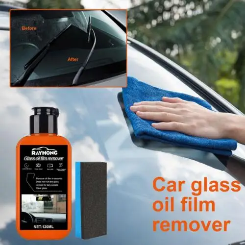 

Car Cleaner Glass Oil Film Remover Windshields Cleaning Liquid w/ Sponge;