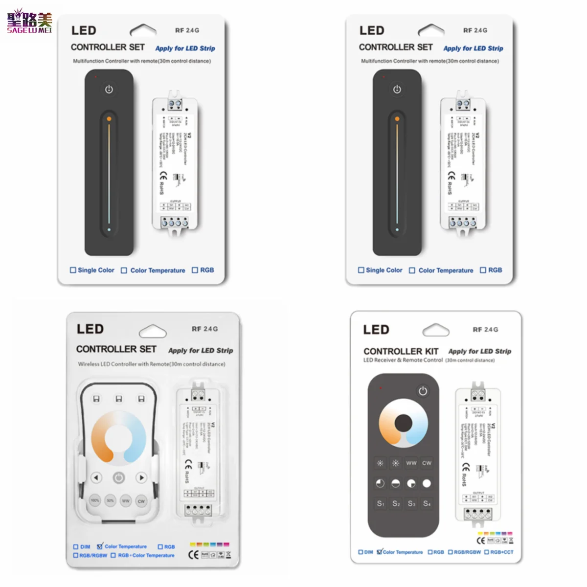 

Цветовая температура, 12 В постоянного тока, 24 В, Φ контроллер R12 RT2, Φ 2,4G RF, пульт дистанционного управления, подходит для SMD5050, двухцветная фот...