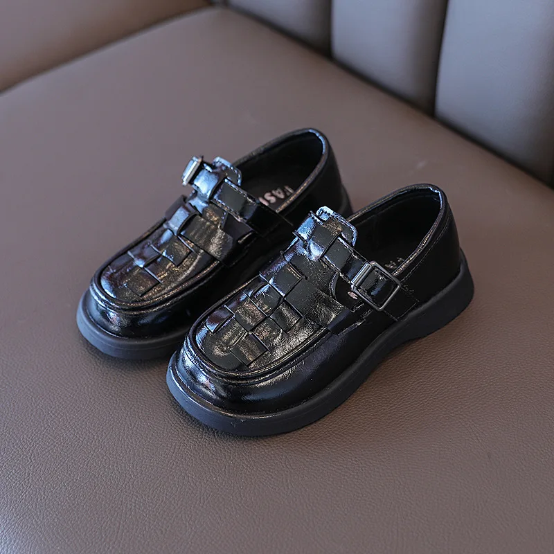 

2022 Kids Spring Autumn New Girls' Leisure Leather Shoes Korean Princess Soft Sole Round Scalp Shoes for Children