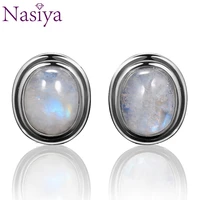 oval natural 8x10mm moonstone stud for women vintage jewelry engagement party anniversary gift wholesale