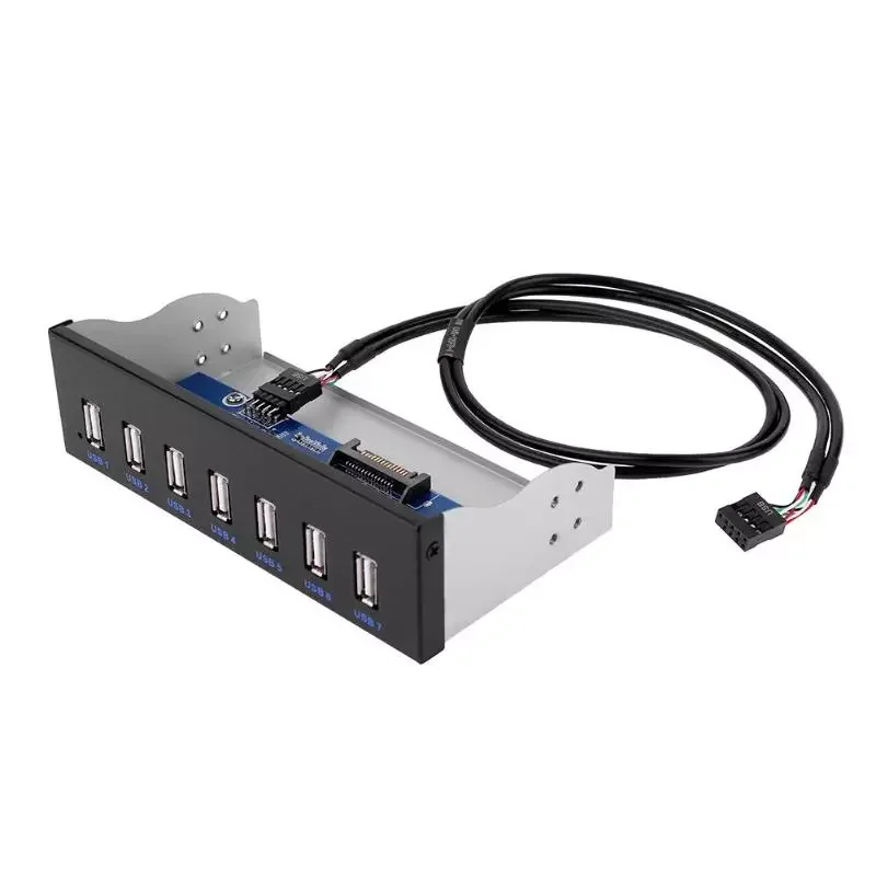 

9 Pin to 7 Ports USB 2.0 Hub 5.25 inch CD-ROM Drive Bay CD ROM Front Panel for Computer Case