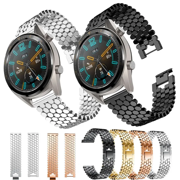 

Stainless Steel 22mm Strap for Samsung Galaxy Watch 3 41mm 45mm Watch Band Fish Scale Metal Belt Bracelet for Huawei Watch GT 2E