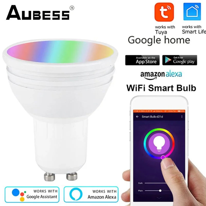 

Tuya WiFi RGB GU10/GU5.3 LED Smart Light Bulb Colour Changing Lamp Voice Control Alexa Google Home Assistant APP Remote Dimmable