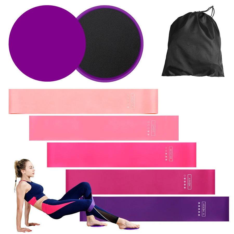 Fitness Workout Core Slider Gliding Discs With Yoga Sport Gym Strength Training Resistance Bands