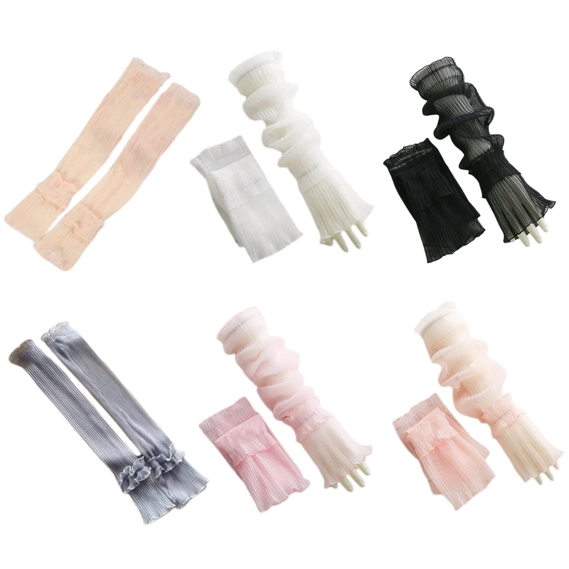 

Elegant Lace Arm Sleeve Long 1 Pair Breathable Fingerless Gloves UV Protection for Air-conditioned Office Decoration