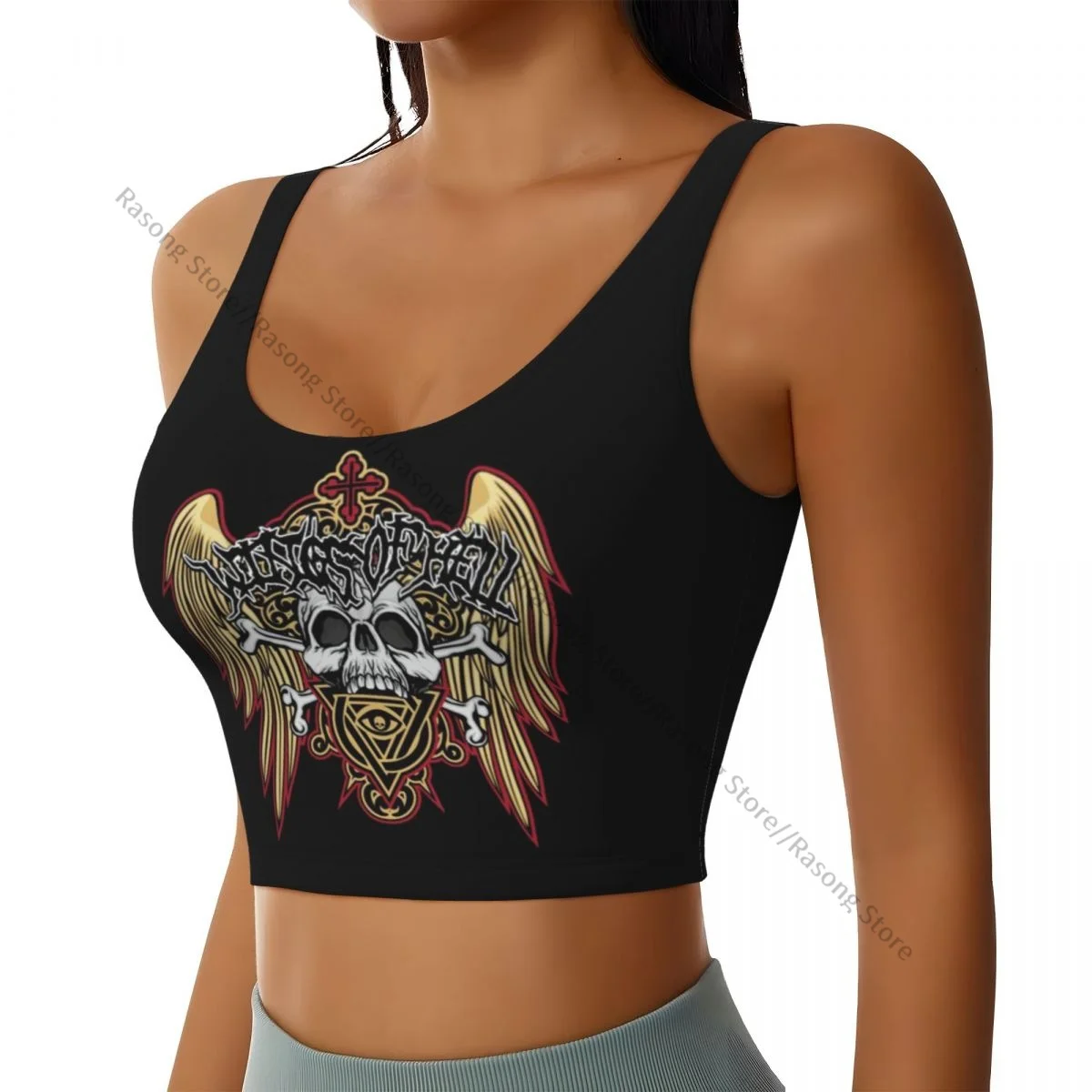 Женский сексуальный спортивный жилет готический с черепом гранж женская уличная