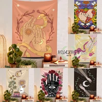 tarot sun moontapestry magic hand snake wall hanging retro sun moon boho home room decor minimalist print divination art wall