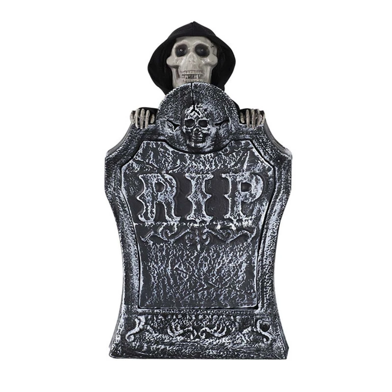 

Halloween Tombstone Props Artificial Glowing Ghost Head Ornament Decor for Home Holiday Halloween Party Backdrop Decor