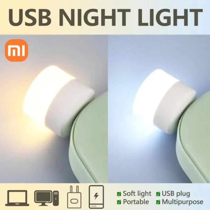 

XIAOMI Портативная Usb Лампа Mini Night Light Юсб Лампа Для Powerbank USB Portable LED Lamp Лампа Для Чтения Small Round Lamp
