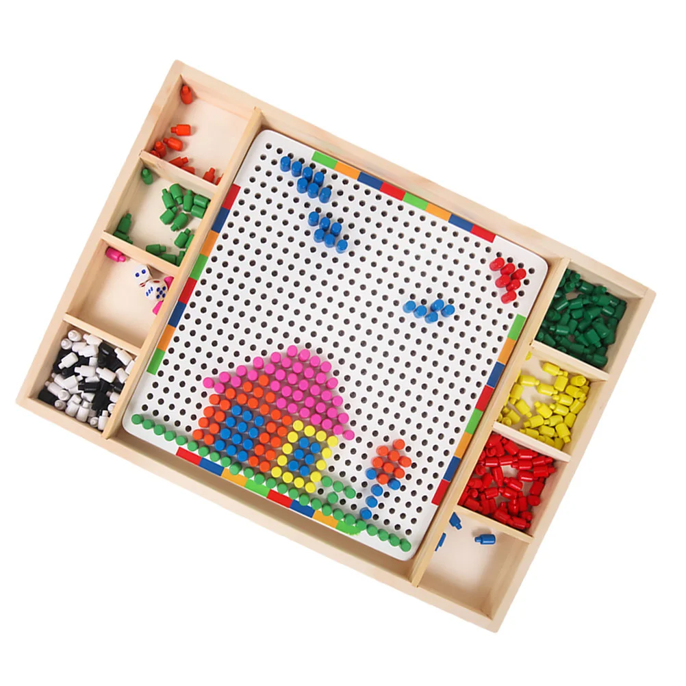 

Mosaic Building Jigsaw Pegboardeducational Nails Mushroom Bricks Diy Puzzles Stem Toddler Montessori Shape Recognition 3D Blocks