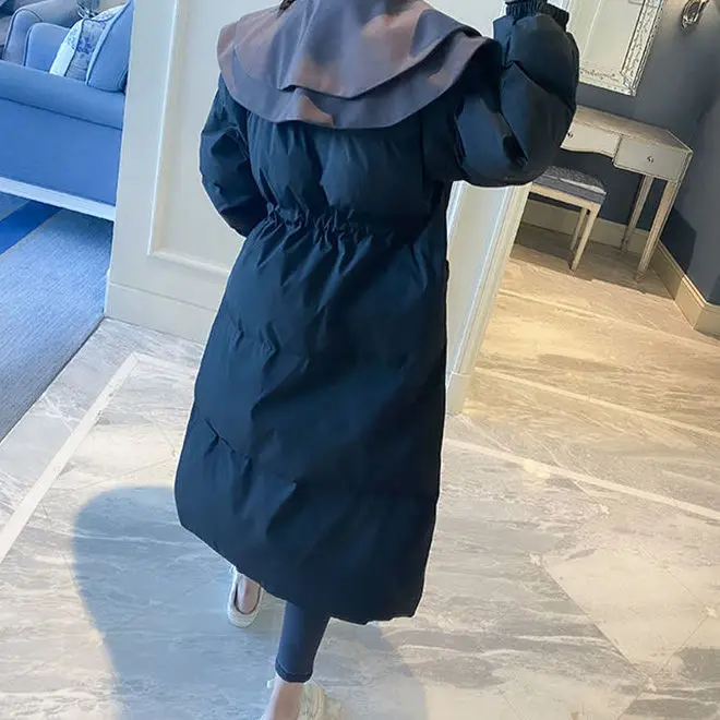 2023 New Women Winter Korean Vintage White Duck Down Jacket Fashion Casual Female Warm Solid Loose Long Sleeve Coats Tops C69