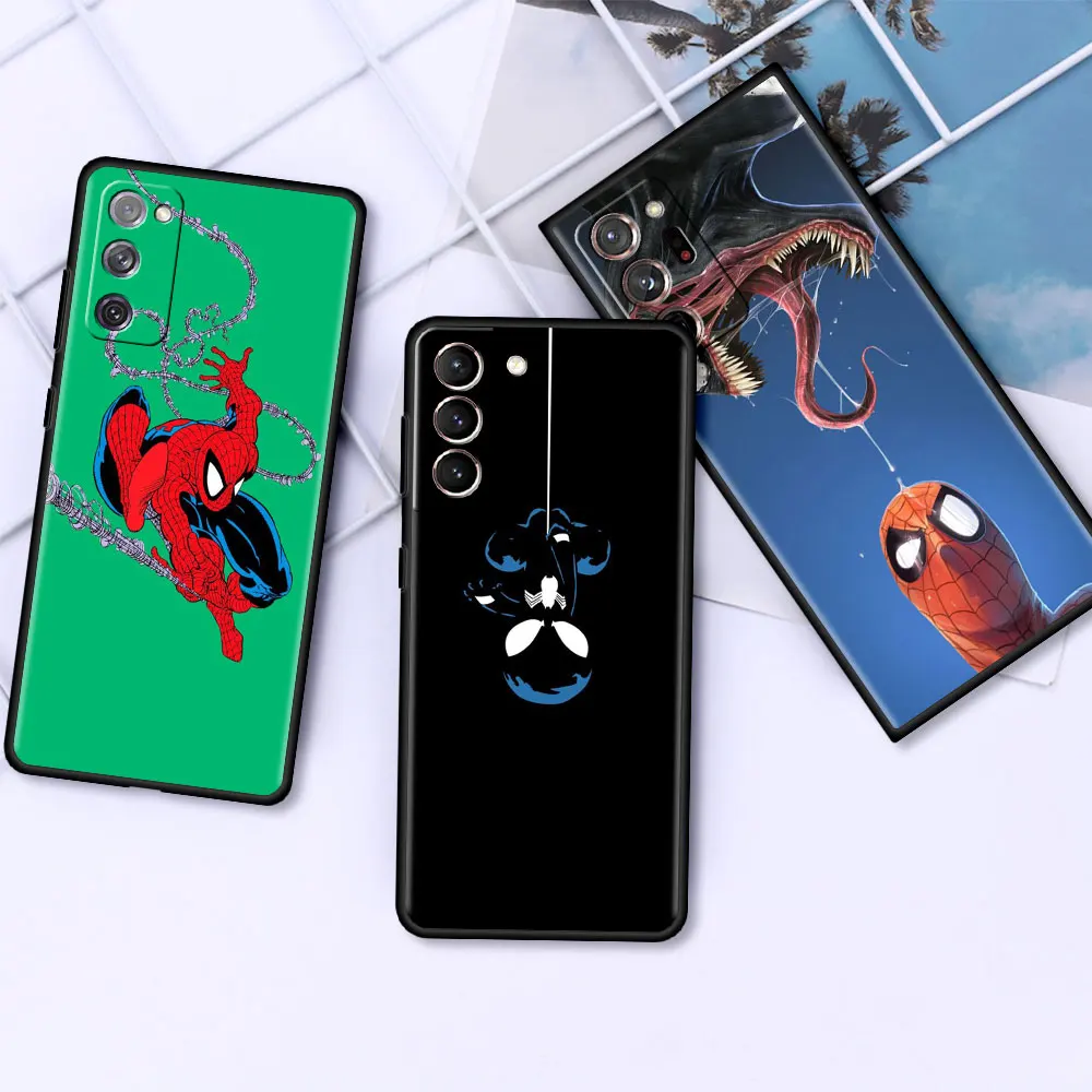 

Black Case For Samsung Galaxy S20 FE S22 S21 Ultra S10 S9 S8 Plus Ultrathin SmartPhone Funda Note 20 Shell Deadpools Spider Man