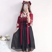 new girl flower room ballad ancient chinese style hanfu chinese element improved cross collar chinese style skirt set