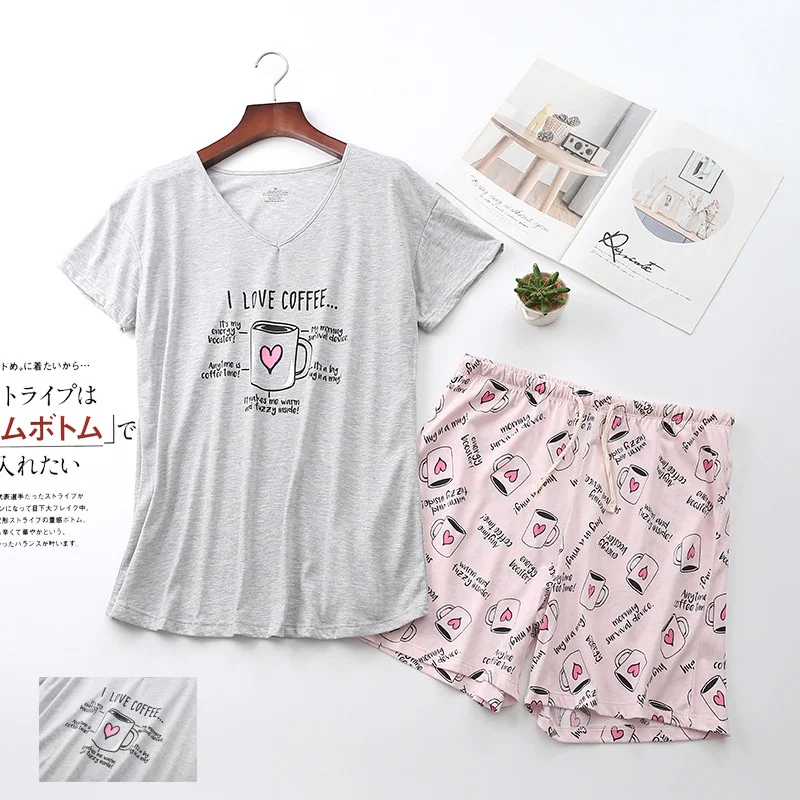 Women's Pajamas Set Cartoon Short Sleeve Tops Long Pants 2Piece/Set Casual Pyjama Big Size Mom Homewear Cozy Plus Sleepwear