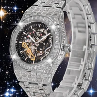 mechanical watch men tourbillon skeleton automatic mens watches full diamond bling aaa big cz man wristwatch hip hop male clock