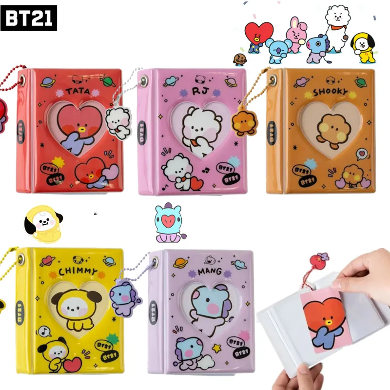 Bt21 Mini Photo Album 3 Inches Kpop Idol Photo Card Storage Kawaii Figure Koya Tata Image Chimmy Cooky Cartoon Shooky Mang Gift