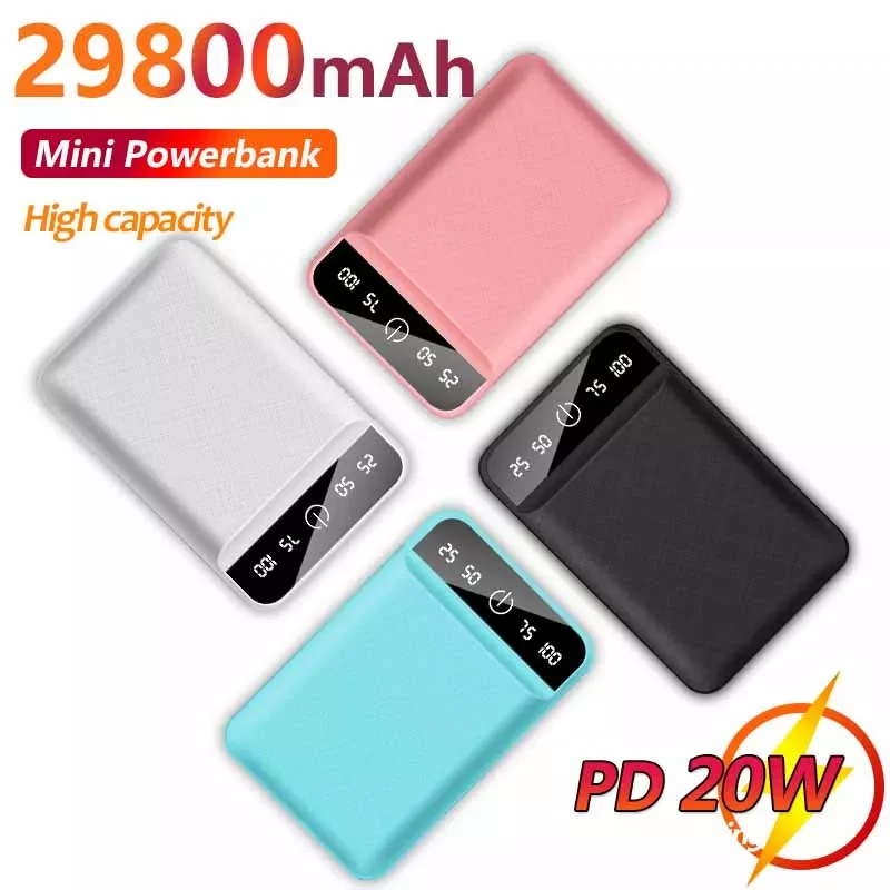

29800mAh Mini Portable Power Bank Small Pocket with Digital Display External Battery Suitable for IPhone